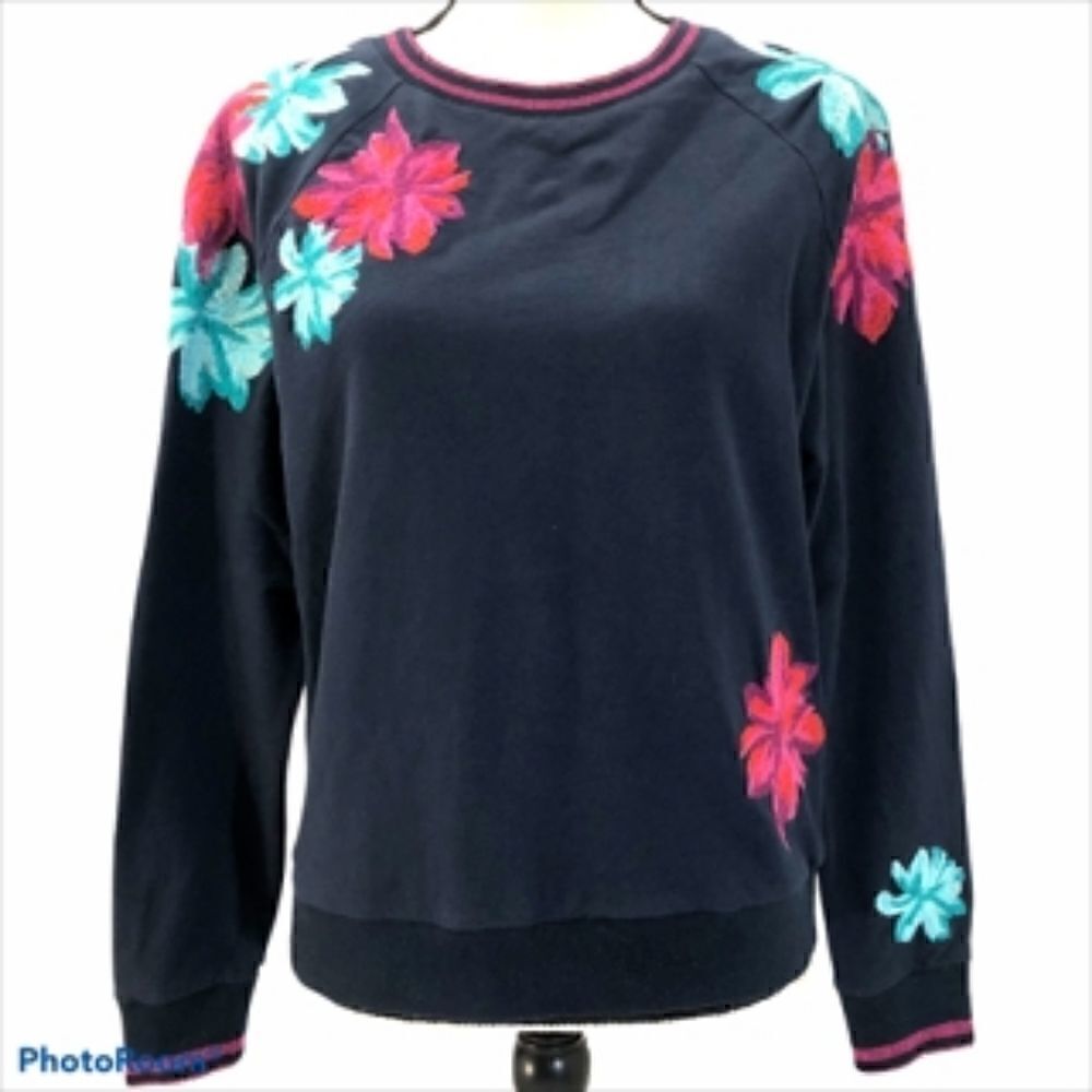 Juicy Couture Black Label Sweatshirt with Floral  Embroidery. Size M.